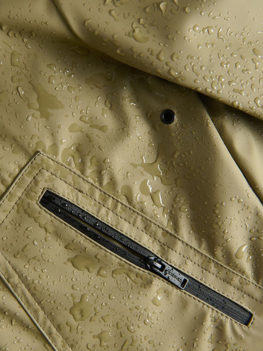 Rubberised jacket with hood - brownish green - RESERVED - 3