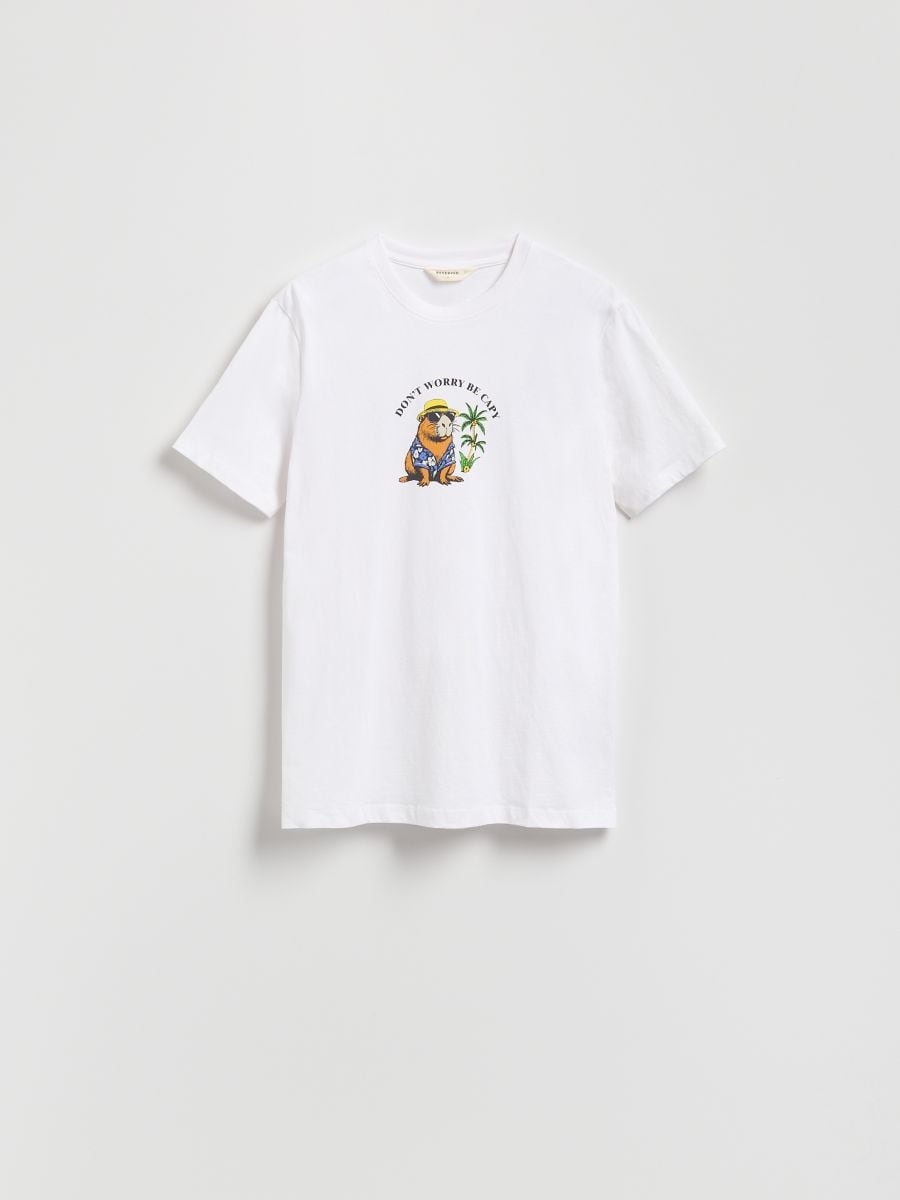 T-shirt regular z nadrukiem - biały - RESERVED