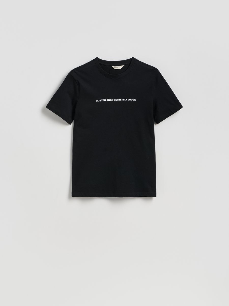 Regular fit printed T-shirt - black - RESERVED