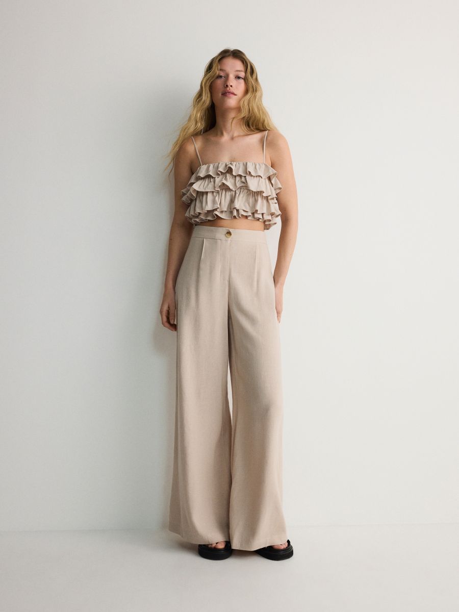 Crop top with ruffles - nude - RESERVED - 3