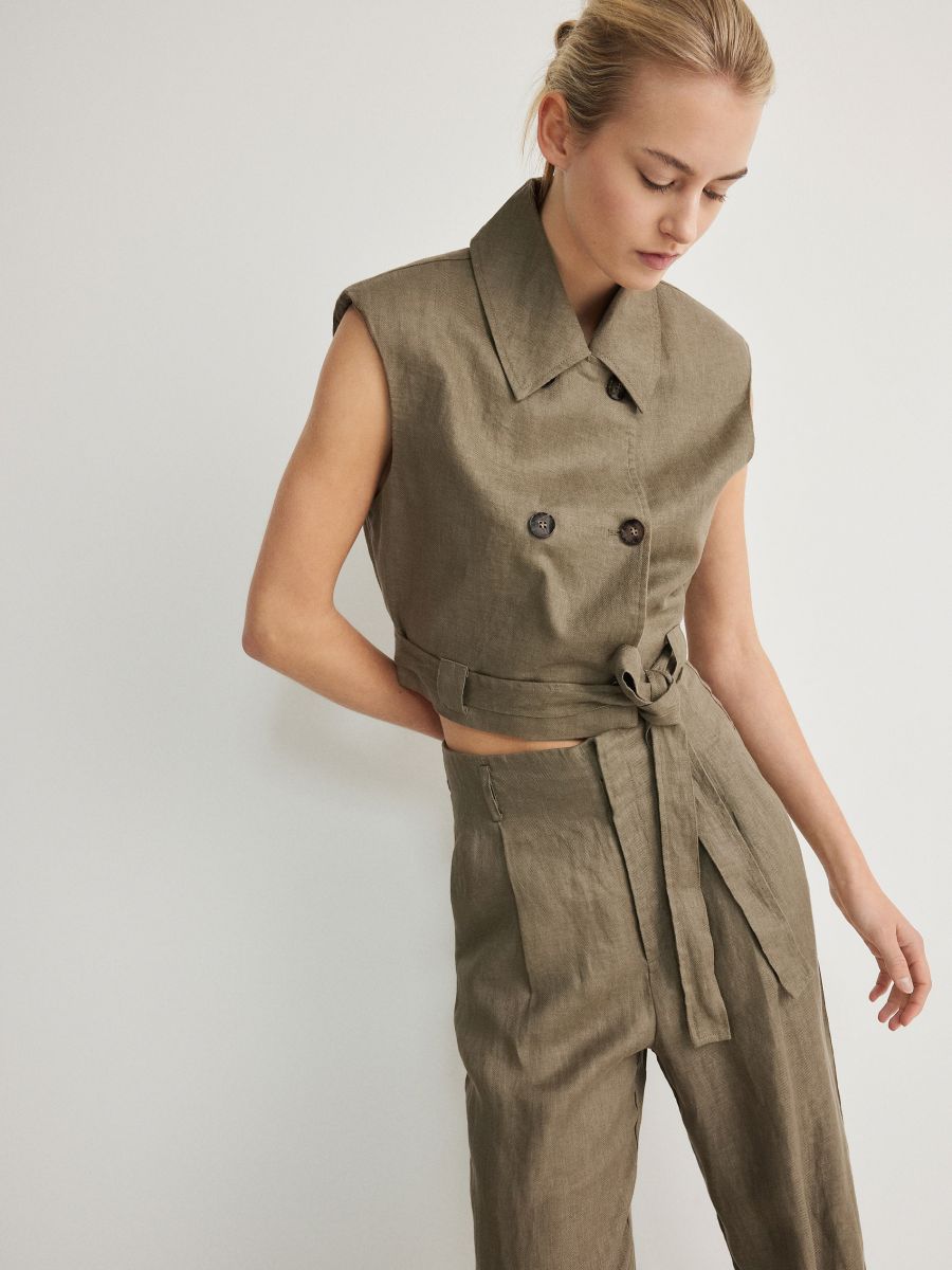 Linen trousers - pale green - RESERVED - 4