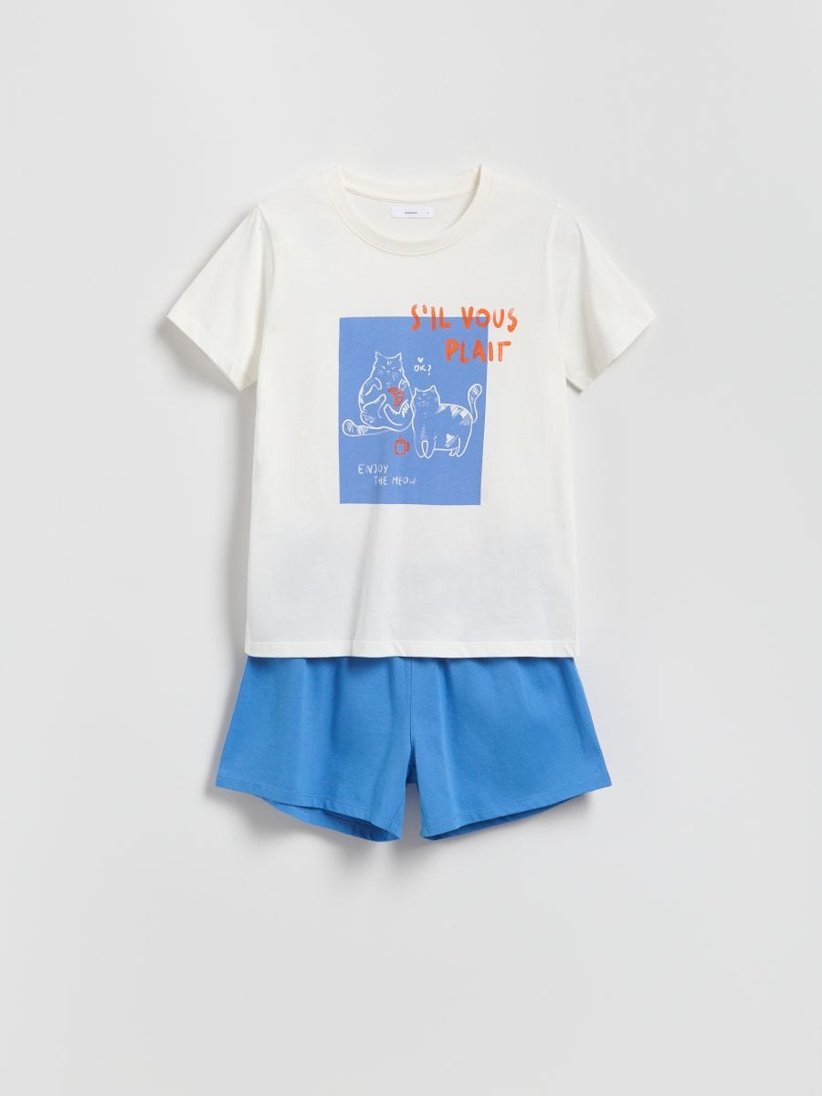 Zweiteiliges bedrucktes Pyjama-Set - blau - RESERVED