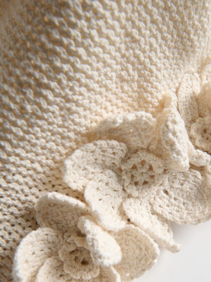 Top with floral applique - nude - RESERVED - 8