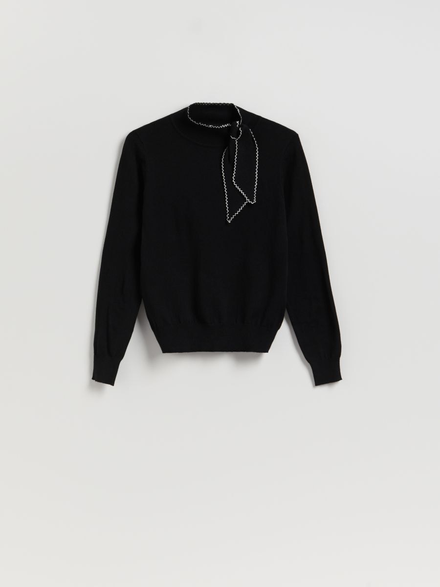 Jumper with tie detail - black - RESERVED