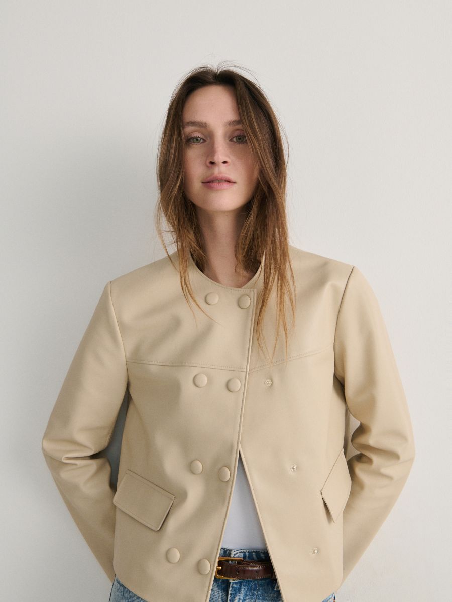 Jacke aus Lederimitat - beige - RESERVED - 2