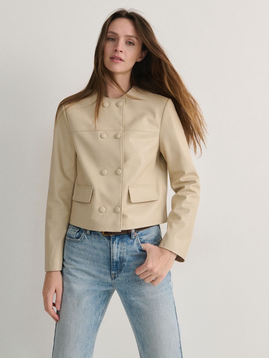 Jacke aus Lederimitat - beige - RESERVED - 3