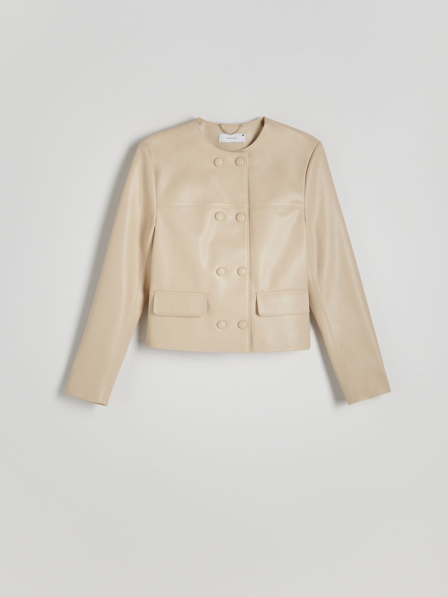 Jacke aus Lederimitat - beige - RESERVED - 4