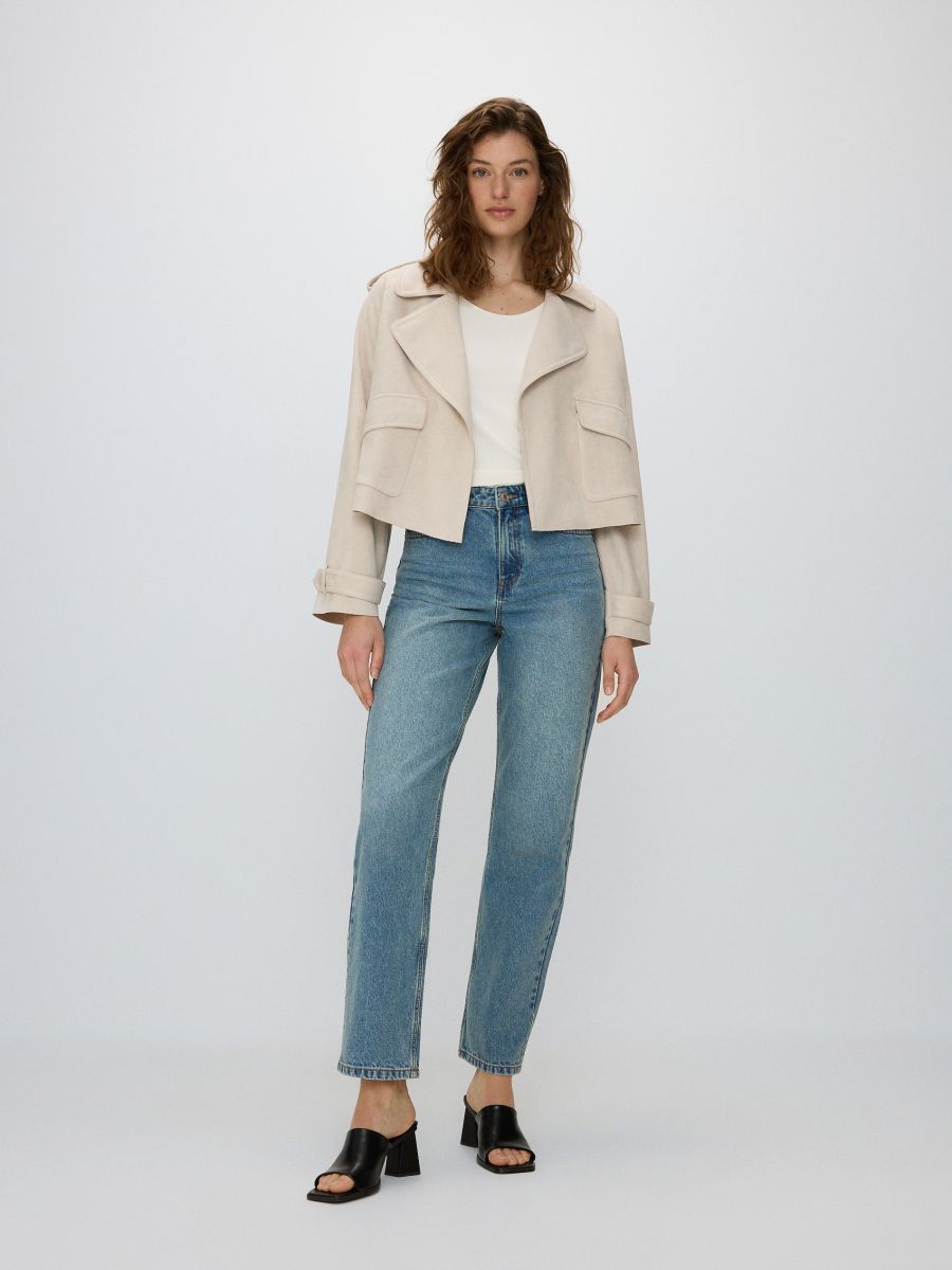 Veste en imitation daim - crème - RESERVED - 3