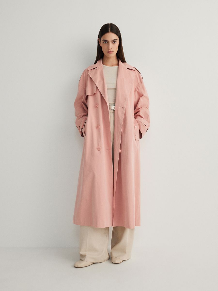 Doppelreihiger Oversize-Trenchcoat - rosa - RESERVED