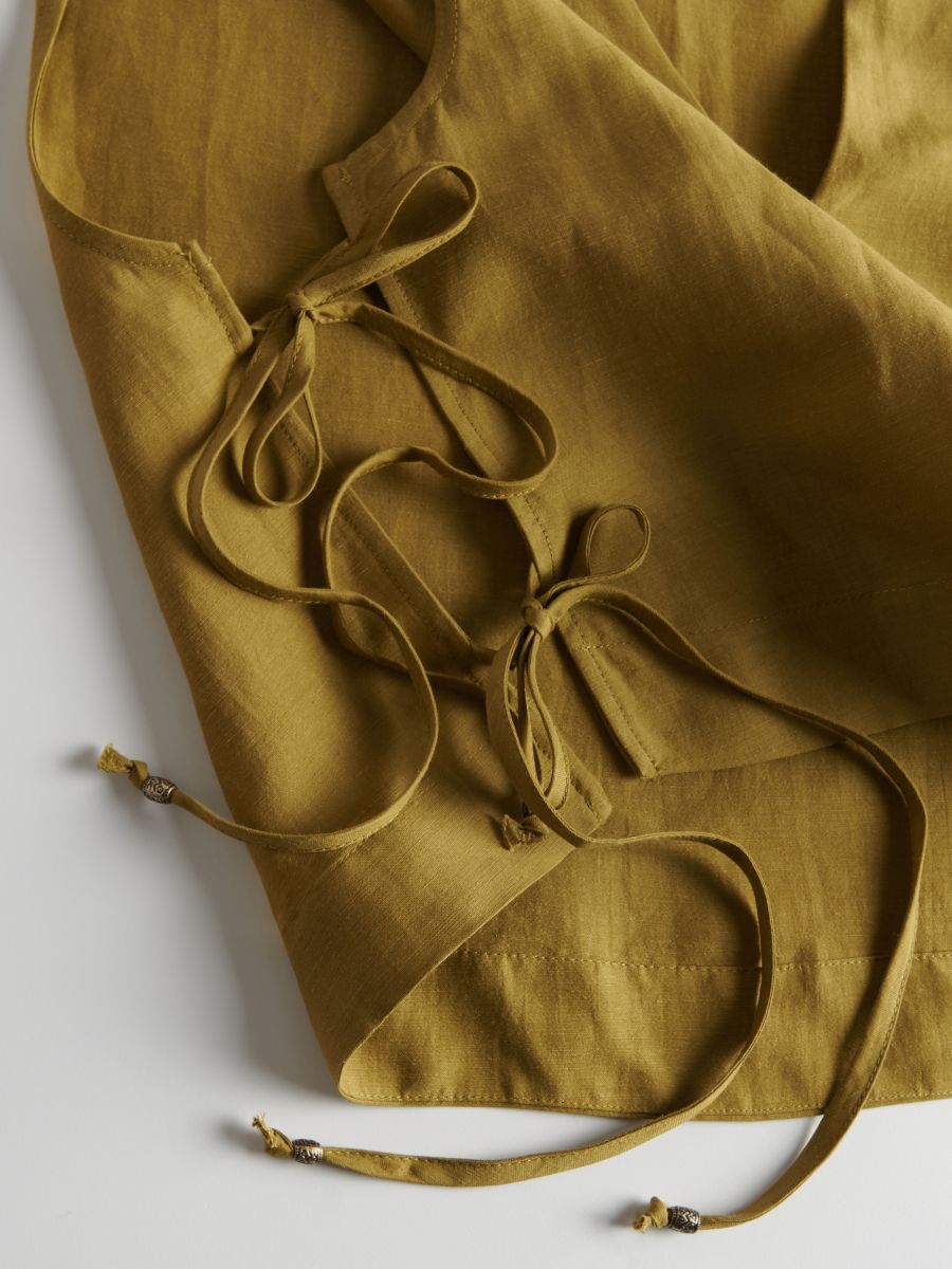 Linen blend top - light olive - RESERVED - 4