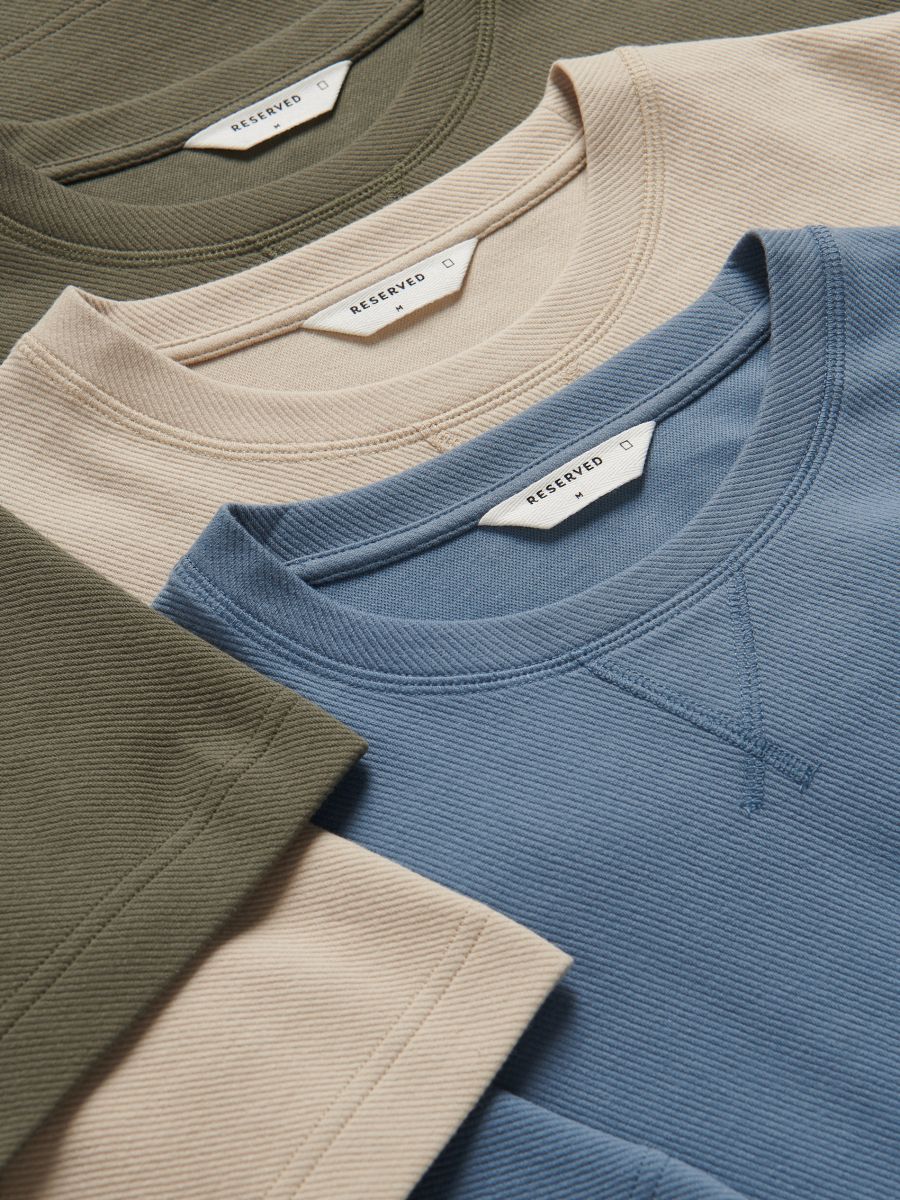 Comfort fit T-shirt van structuurstof - donkergroen - RESERVED - 6