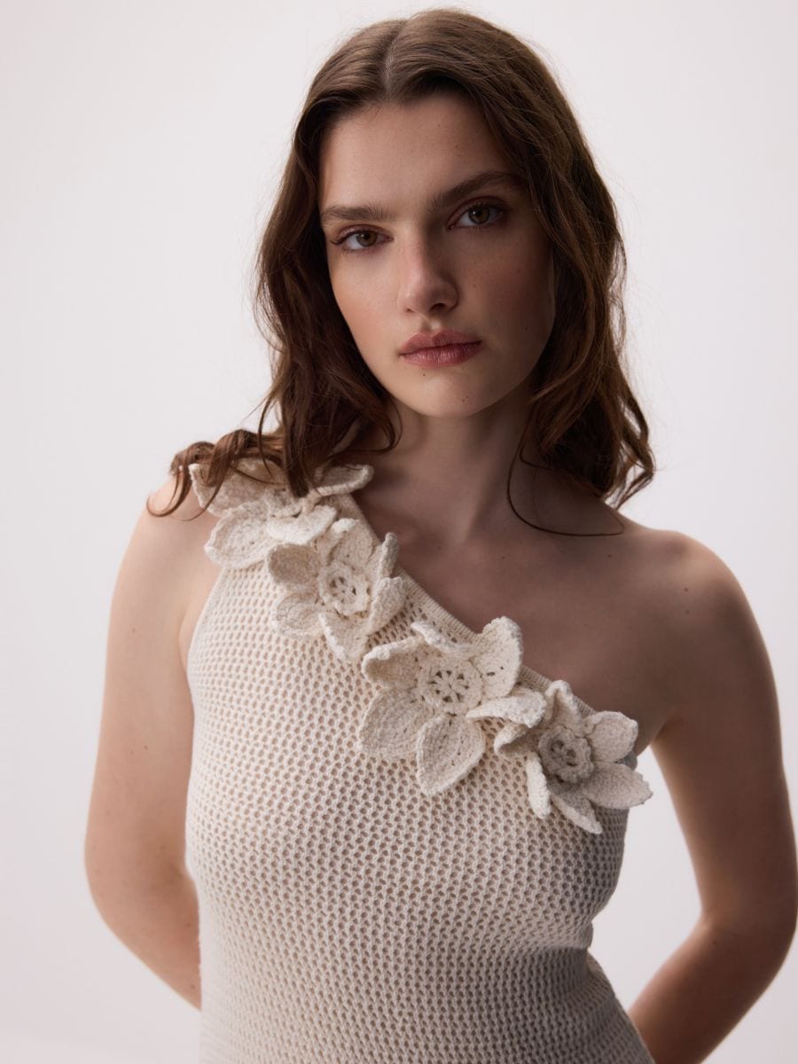 Gehäkeltes Maxikleid - beige - RESERVED - 2
