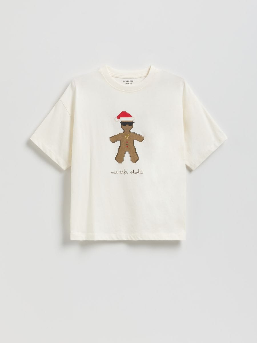 Festive T-shirt - cream - RESERVED