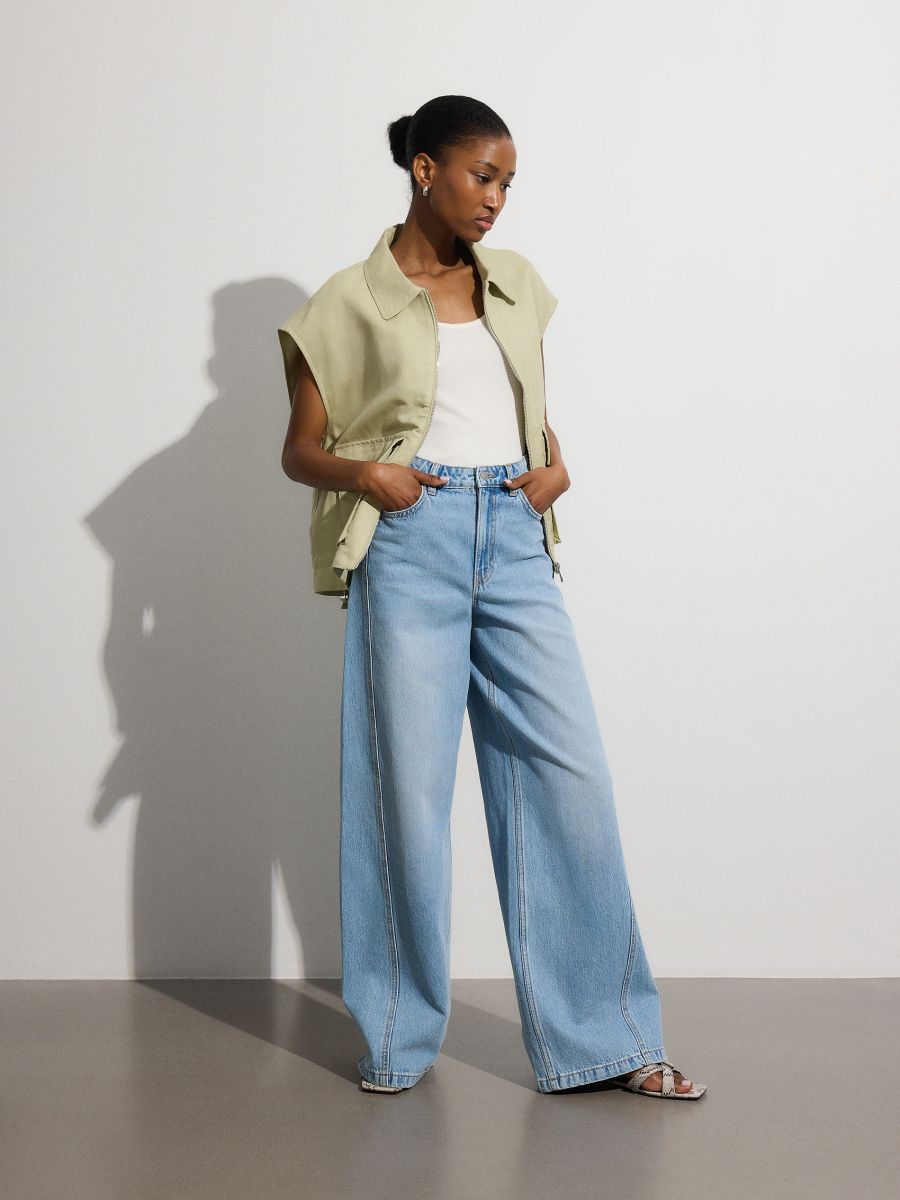 Oversized vest with linen blend - pale green - RESERVED - 2