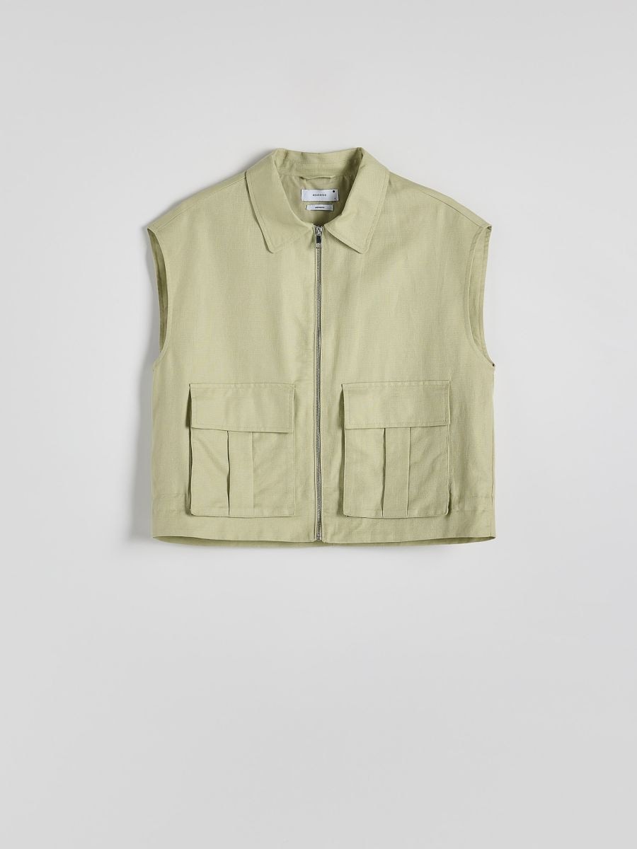 Oversized vest with linen blend - pale green - RESERVED - 5