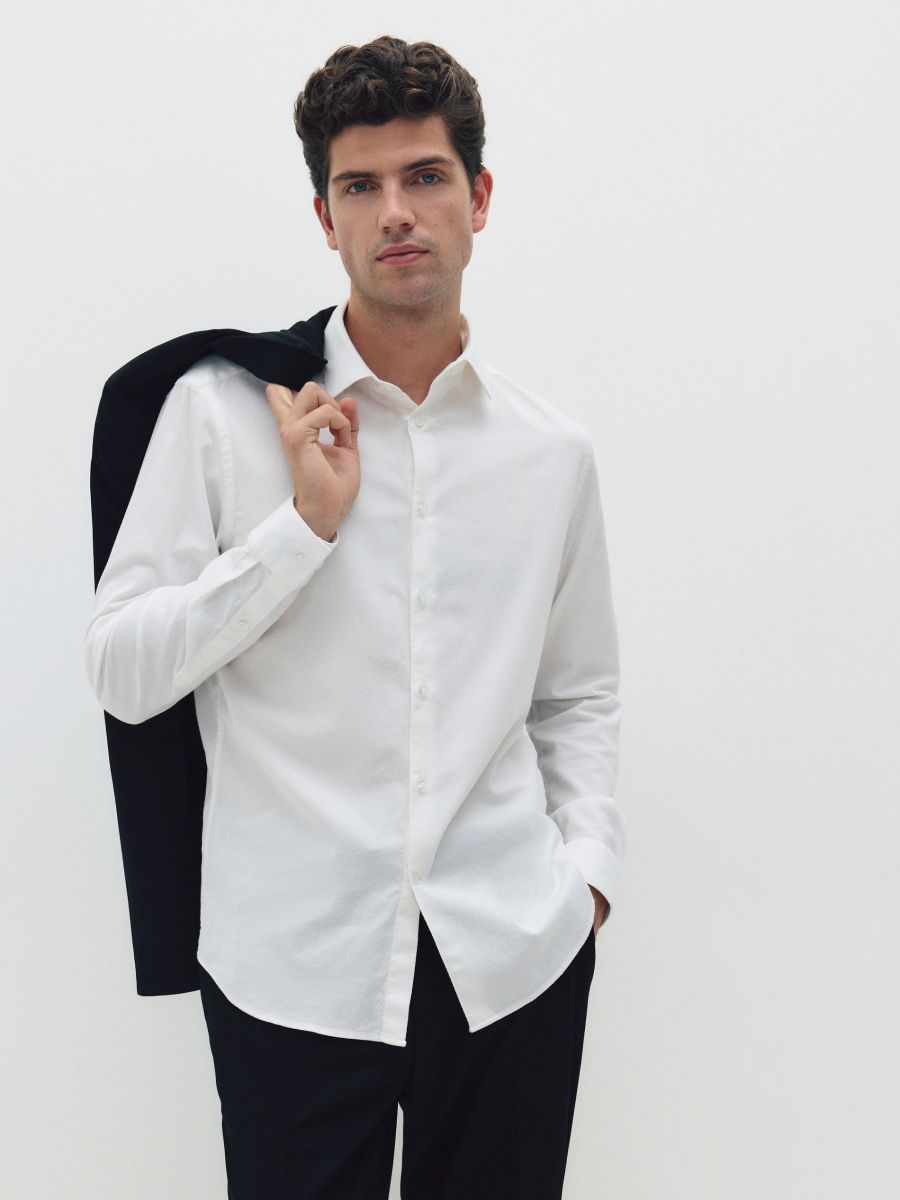 Slim fit Egyptian cotton rich shirt - white - RESERVED