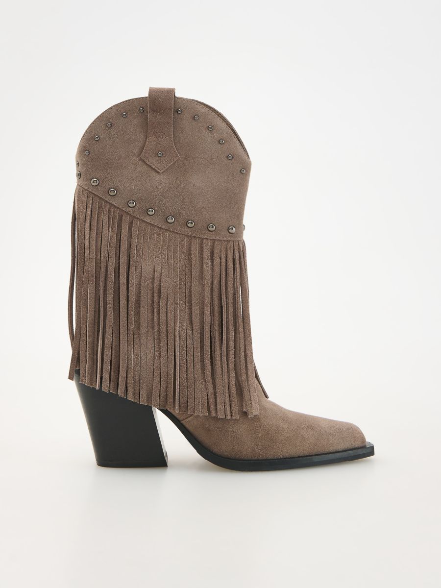 Fringe suede ankle boots - beige - RESERVED - 2