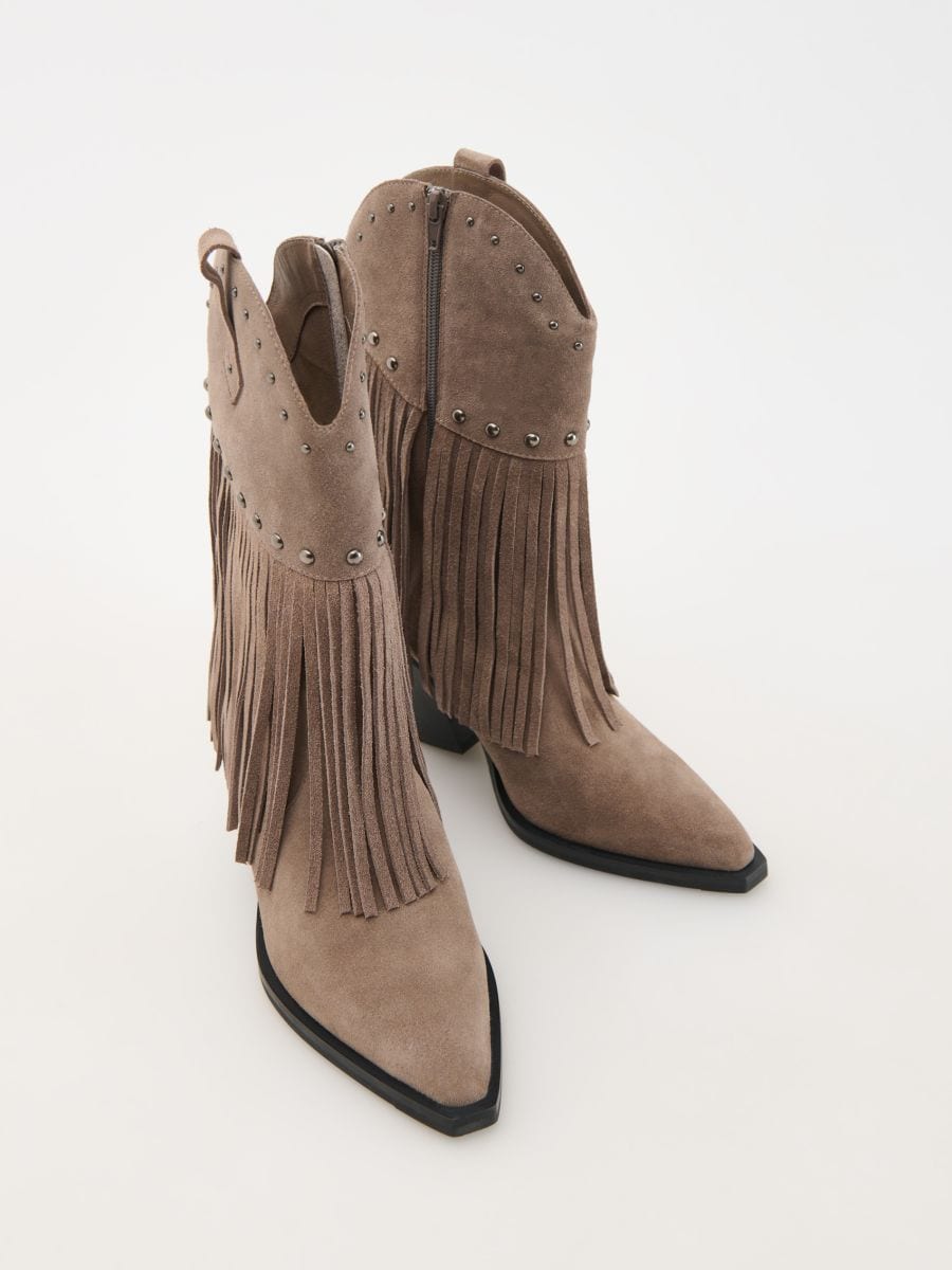 Fringe suede ankle boots - beige - RESERVED - 3