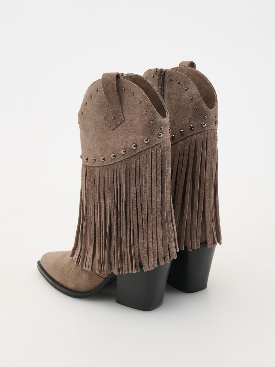 Fringe suede ankle boots - beige - RESERVED - 4