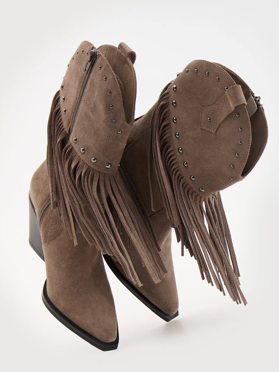 Fringe suede ankle boots - beige - RESERVED - 5