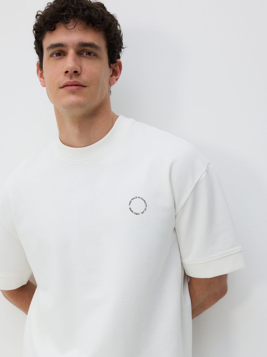 Boxy T-shirt with print - cream - RESERVED - 4