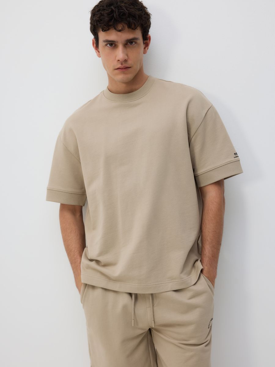 Boxy T-shirt with print - beige - RESERVED - 2