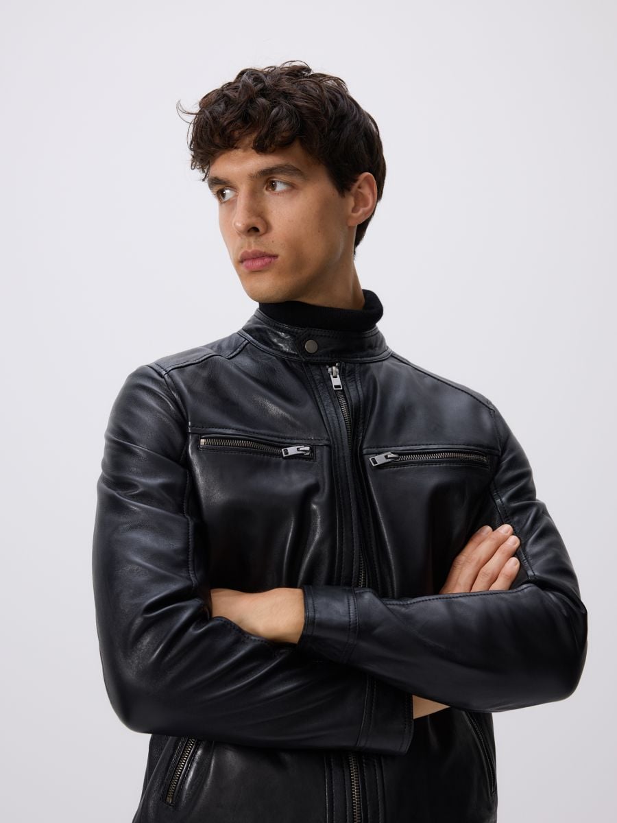 Leather biker jacket - black - RESERVED