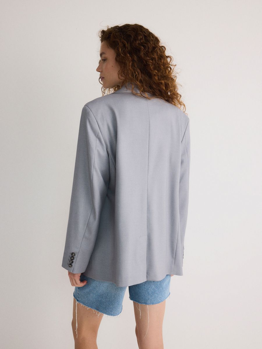 Regular fit blazer with viscose blend - light grey - RESERVED - 4
