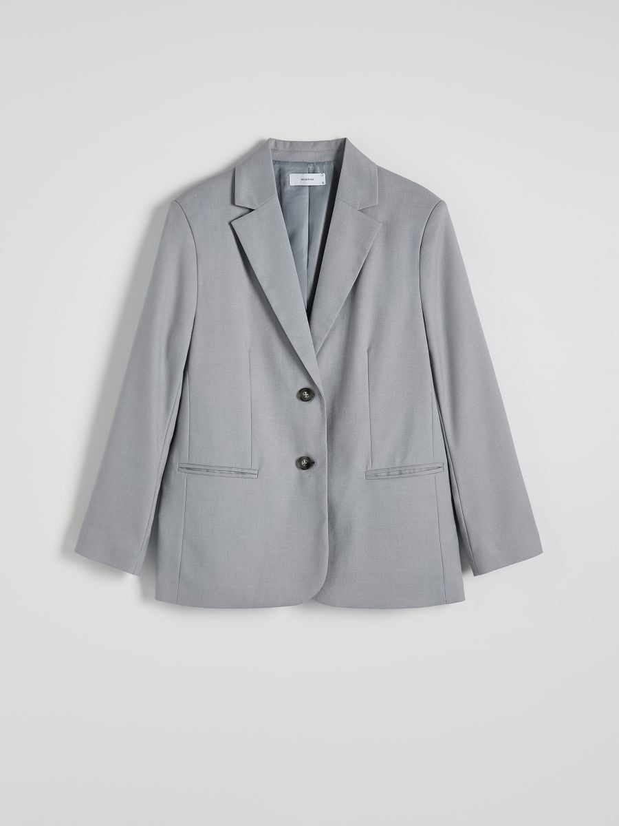 Regular fit blazer with viscose blend - light grey - RESERVED - 5