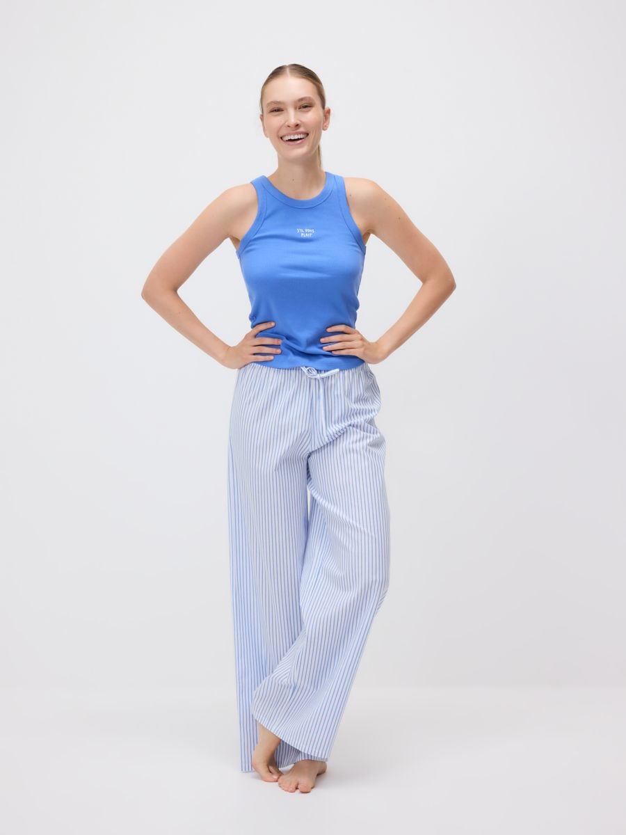 Zweifarbiges Pyjama-Set mit Stickerei - blau - RESERVED - 3
