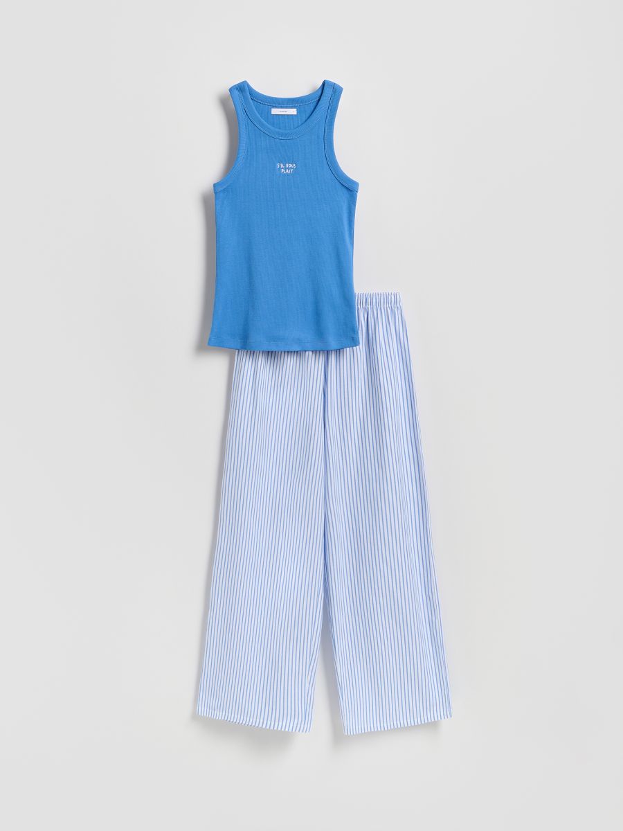 Zweifarbiges Pyjama-Set mit Stickerei - blau - RESERVED - 5