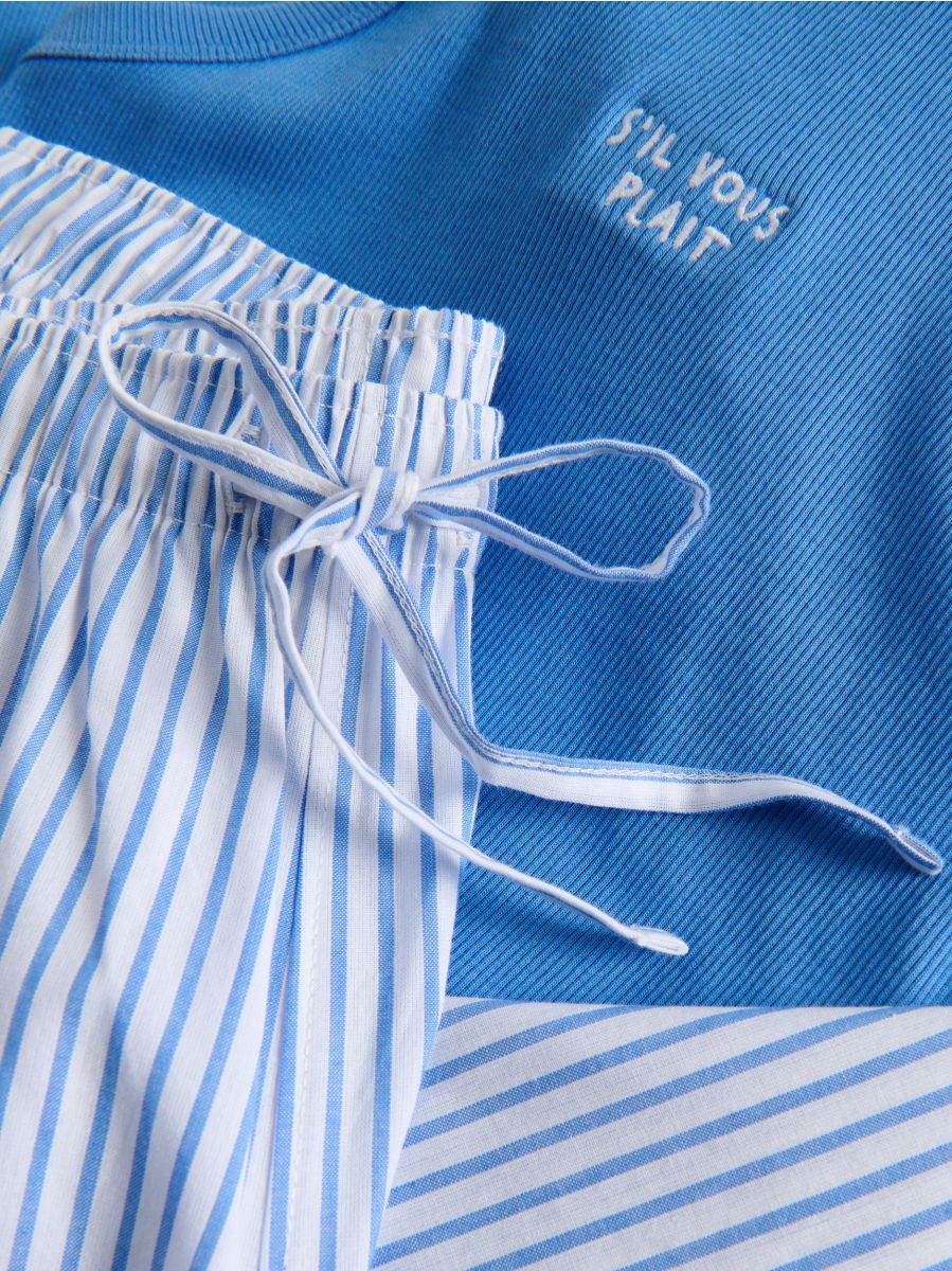 Zweifarbiges Pyjama-Set mit Stickerei - blau - RESERVED - 6