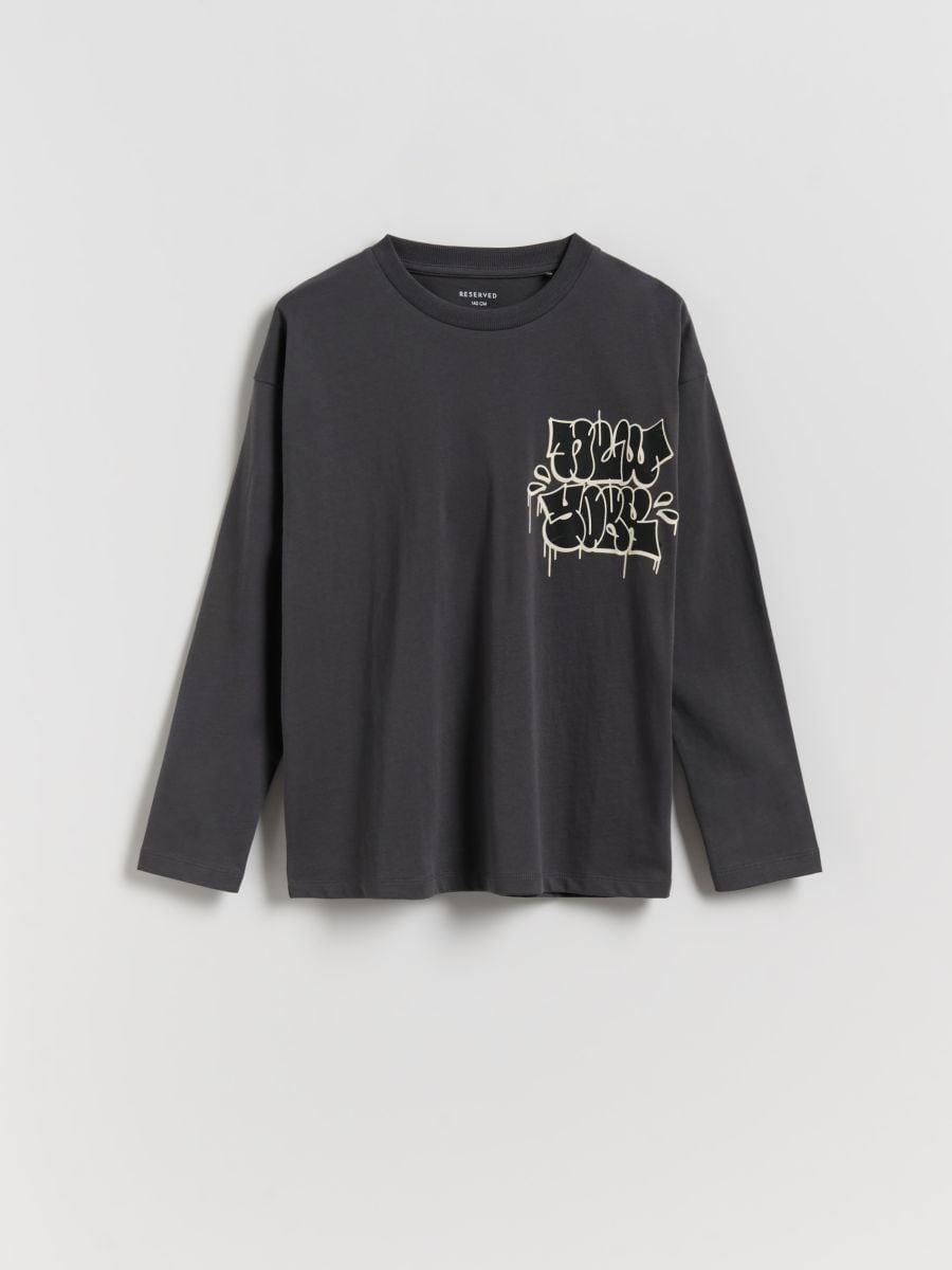 Cotton long sleeve T-shirt - dark grey - RESERVED