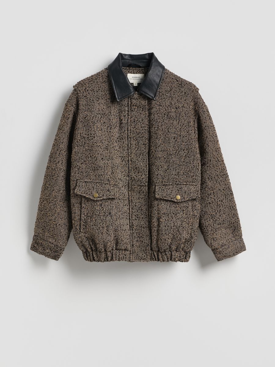 Wool blend bomber jacket - brownish green - RESERVED