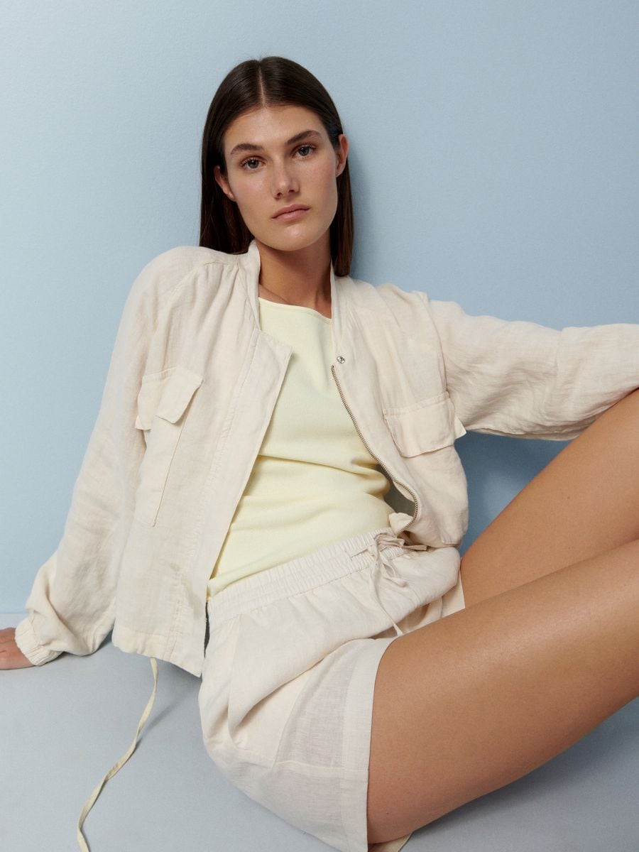 PREMIUM linen shorts - cream - RESERVED - 2