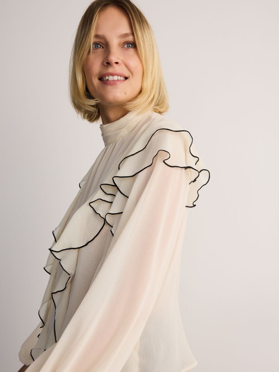 Ruffle blouse - cream - RESERVED - 3
