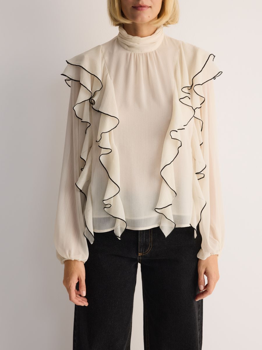 Ruffle blouse - cream - RESERVED - 4