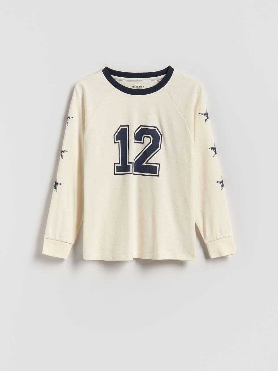 Cotton long sleeve T-shirt - cream - RESERVED