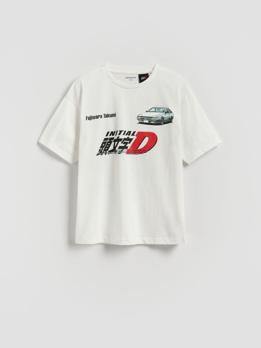 T-shirt en coton Initial D - Blanc - RESERVED