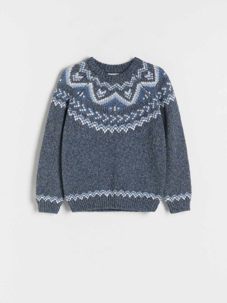 Maglione in jacquard - steel blue - RESERVED