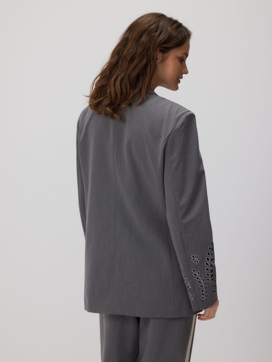 Blazer with openwork detailing - mid grey - RESERVED - 5