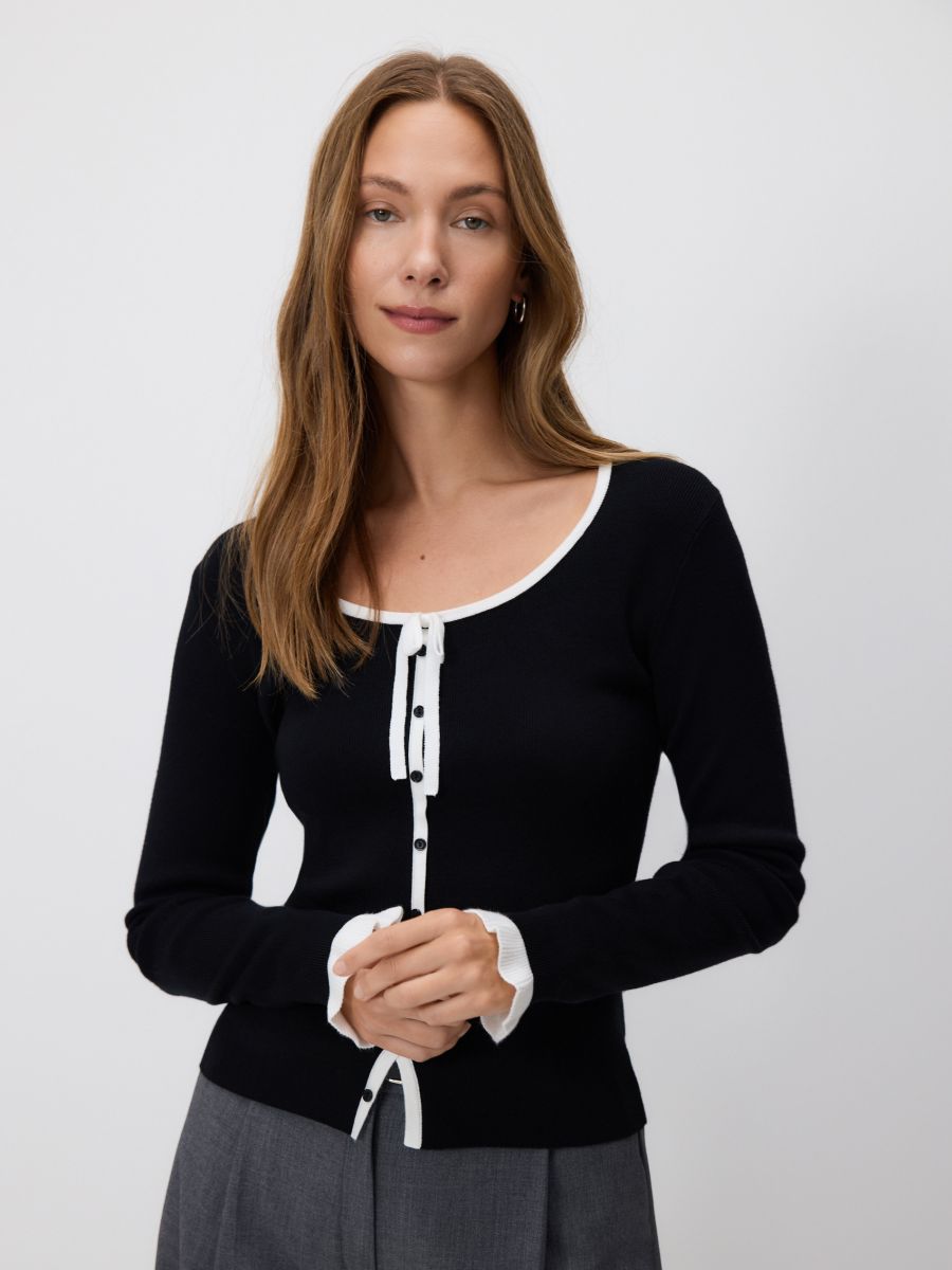 Cardigan with decorative tie - multicolor - RESERVED