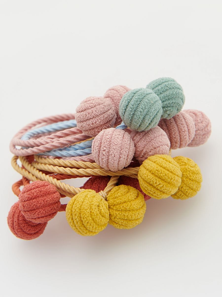 Hair ties with pom poms 8 pack - multicolor - RESERVED - 2