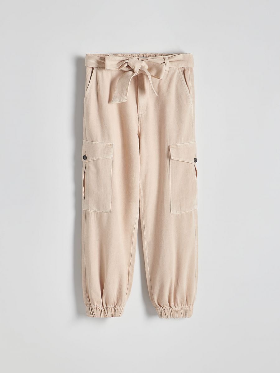 Joggers with belt - beige - RESERVED - 4