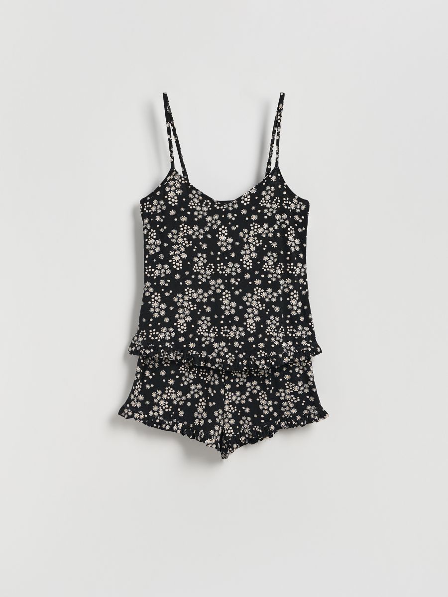 Two-Piece Camisole Pajama Set - black - RESERVED