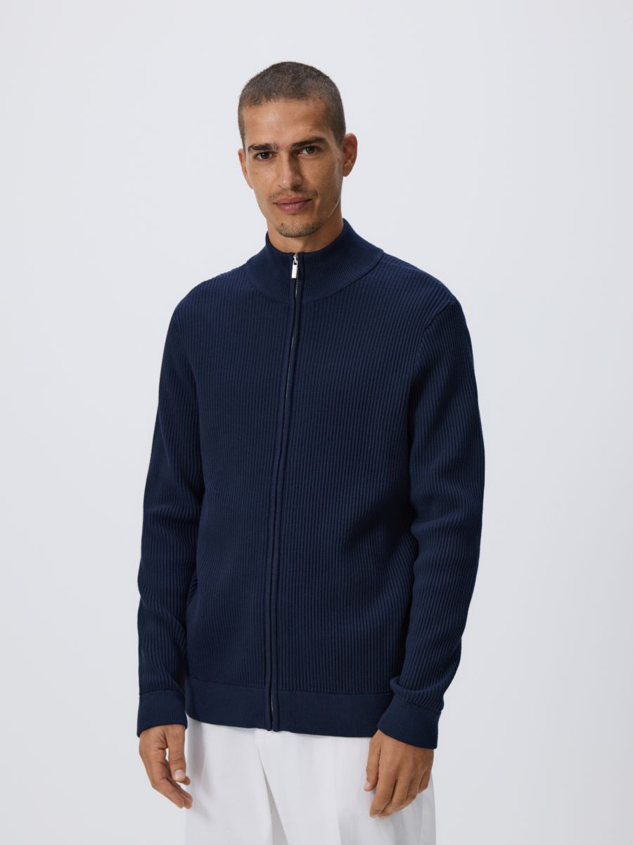 Zip up jumper with stand up collar - navy - RESERVED