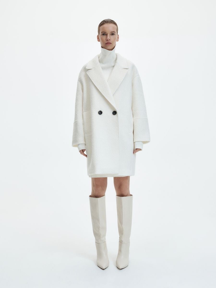 Frakke i uldblanding - creme - RESERVED - 2