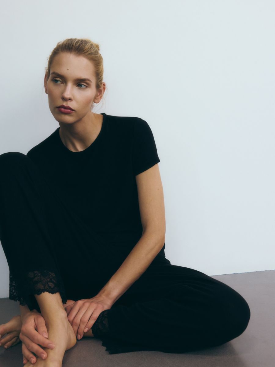 Two piece viscose pyjama set - black - RESERVED - 4