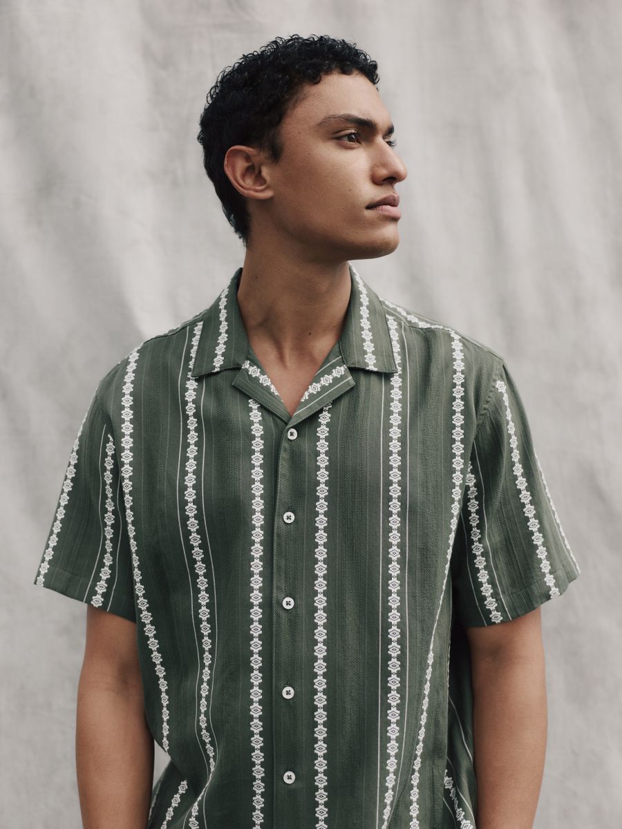 Regular fit patterned shirt - dark green - RESERVED