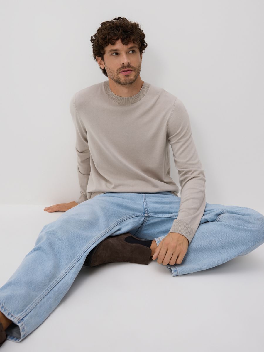 Tröja i viskos - beige - RESERVED